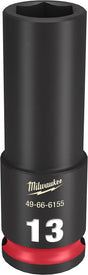 Milwaukee SHOCKWAVE Impact Duty 49-66-6155 Deep Impact Socket, 13 mm Socket, 3/8 in Drive, Square Drive, 6-Point