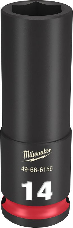 Milwaukee SHOCKWAVE Impact Duty 49-66-6156 Deep Impact Socket, 14 mm Socket, 3/8 in Drive, Square Drive, 6-Point