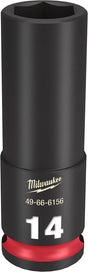 Milwaukee SHOCKWAVE Impact Duty 49-66-6156 Deep Impact Socket, 14 mm Socket, 3/8 in Drive, Square Drive, 6-Point
