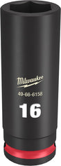 Milwaukee SHOCKWAVE Impact Duty 49-66-6158 Deep Impact Socket, 16 mm Socket, 3/8 in Drive, Square Drive, 6-Point