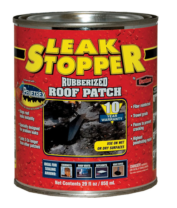 Leak Stopper Gloss Black Rubber Roof Patch 29 oz, Pack of 12