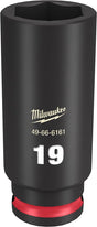 Milwaukee SHOCKWAVE Impact Duty 49-66-6161 Deep Impact Socket, 19 mm Socket, 3/8 in Drive, Square Drive, 6-Point