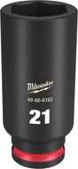 Milwaukee SHOCKWAVE Impact Duty 49-66-6162 Deep Impact Socket, 21 mm Socket, 3/8 in Drive, Square Drive, 6-Point