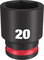 Milwaukee SHOCKWAVE Impact Duty 49-66-6737 Shallow Impact Socket, 20 mm Socket, 3/8 in Drive, Square Drive, 6-Point