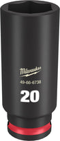 Milwaukee SHOCKWAVE Impact Duty 49-66-6738 Deep Impact Socket, 20 mm Socket, 3/8 in Drive, Square Drive, 6-Point