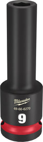 Milwaukee SHOCKWAVE Impact Duty 49-66-6270 Deep Impact Socket, 9 mm Socket, 1/2 in Drive, Square Drive, 6-Point