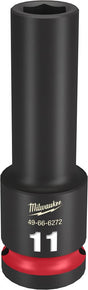 Milwaukee SHOCKWAVE Impact Duty 49-66-6272 Deep Impact Socket, 11 mm Socket, 1/2 in Drive, Square Drive, 6-Point