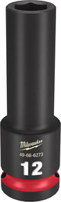Milwaukee SHOCKWAVE Impact Duty 49-66-6273 Deep Impact Socket, 12 mm Socket, 1/2 in Drive, Square Drive, 6-Point