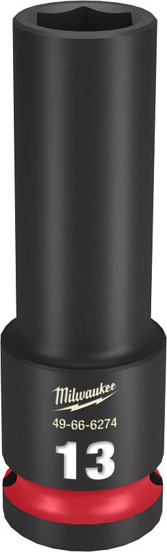 Milwaukee SHOCKWAVE Impact Duty 49-66-6274 Deep Impact Socket, 13 mm Socket, 1/2 in Drive, Square Drive, 6-Point