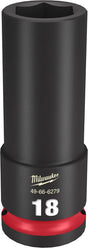 Milwaukee SHOCKWAVE Impact Duty 49-66-6279 Deep Impact Socket, 18 mm Socket, 1/2 in Drive, Square Drive, 6-Point