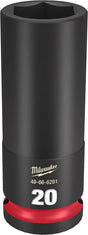 Milwaukee SHOCKWAVE Impact Duty 49-66-6281 Deep Impact Socket, 20 mm Socket, 1/2 in Drive, Square Drive, 6-Point