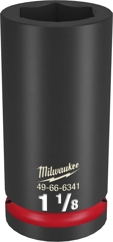 Milwaukee SHOCKWAVE Impact Duty 49-66-6341 Deep Impact Socket, 1-1/8 in Socket, 3/4 in Drive, Square Drive, 6-Point