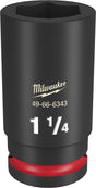 Milwaukee SHOCKWAVE Impact Duty 49-66-6343 Deep Impact Socket, 1-1/4 in Socket, 3/4 in Drive, Square Drive, 6-Point