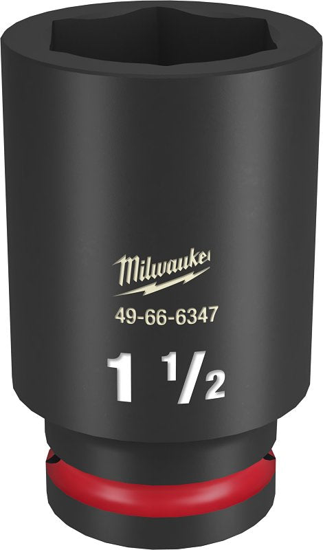 Milwaukee SHOCKWAVE Impact Duty 49-66-6347 Deep Impact Socket, 1-1/2 in Socket, 3/4 in Drive, Square Drive, 6-Point