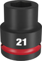 Milwaukee SHOCKWAVE Impact Duty 49-66-6359 Shallow Impact Socket, 21 mm Socket, 3/4 in Drive, Square Drive, 6-Point