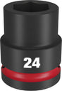 Milwaukee SHOCKWAVE Impact Duty 49-66-6362 Shallow Impact Socket, 24 mm Socket, 3/4 in Drive, Square Drive, 6-Point