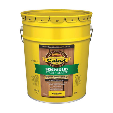 Cabot 1400 Series 140.0001406.008 Exterior Stain, Semi-Solid, Neutral Base, Liquid, 5 gal, Pail
