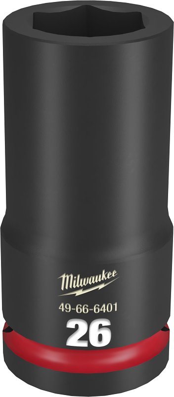 Milwaukee SHOCKWAVE Impact Duty 49-66-6401 Deep Impact Socket, 26 mm Socket, 3/4 in Drive, Square Drive, 6-Point