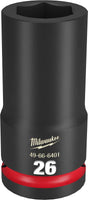 Milwaukee SHOCKWAVE Impact Duty 49-66-6401 Deep Impact Socket, 26 mm Socket, 3/4 in Drive, Square Drive, 6-Point