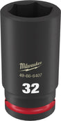 Milwaukee SHOCKWAVE Impact Duty 49-66-6407 Deep Impact Socket, 32 mm Socket, 3/4 in Drive, Square Drive, 6-Point