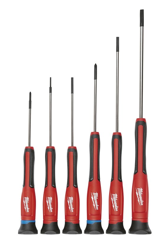 Milwaukee 48-22-2606 Screwdriver Set, 6-Piece, Plastic/Steel, Chrome-Plated, Black/Red