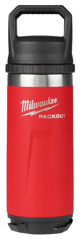 Milwaukee PACKOUT Series 48-22-8382R Insulated Bottle, 18 oz, Stainless Steel, Red