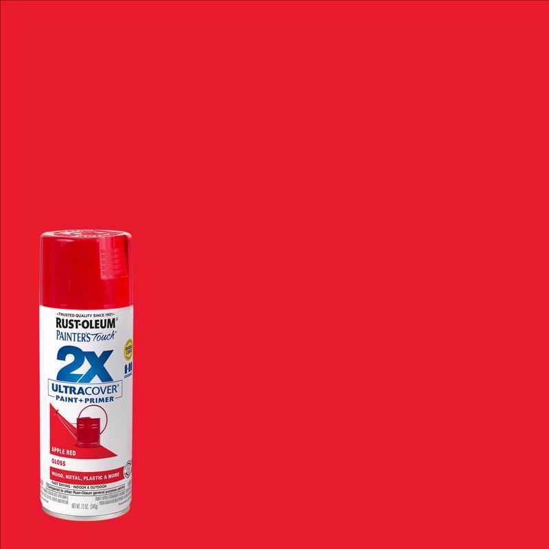 Rust-Oleum Painter's Touch 2X Ultra Cover Gloss Apple Red Paint+Primer Spray Paint 12 oz, Pack of 6