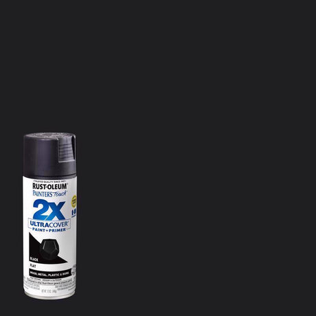 Rust-Oleum Painter's Touch 2X Ultra Cover Flat Black Paint+Primer Spray Paint 12 oz, Pack of 6