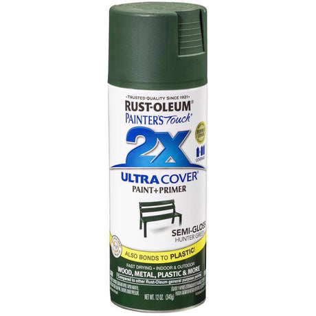 Rust-Oleum Painter's Touch 2X Ultra Cover Semi-Gloss Hunter Green Paint+Primer Spray Paint 12 oz, Pack of 6