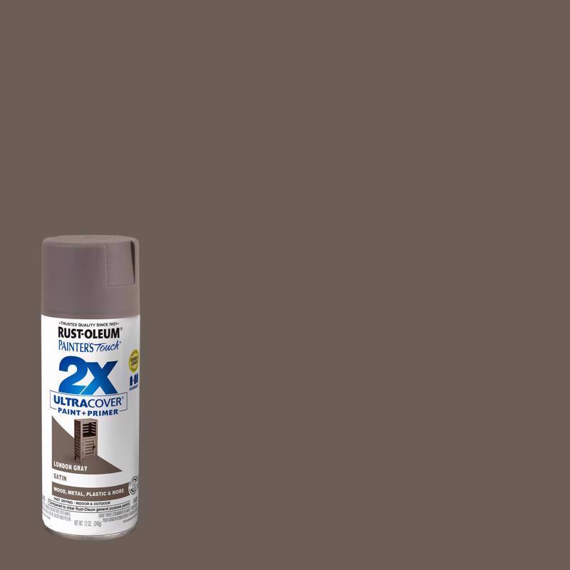 Rust-Oleum Painter's Touch 2X Ultra Cover Satin London Gray Paint+Primer Spray Paint 12 oz