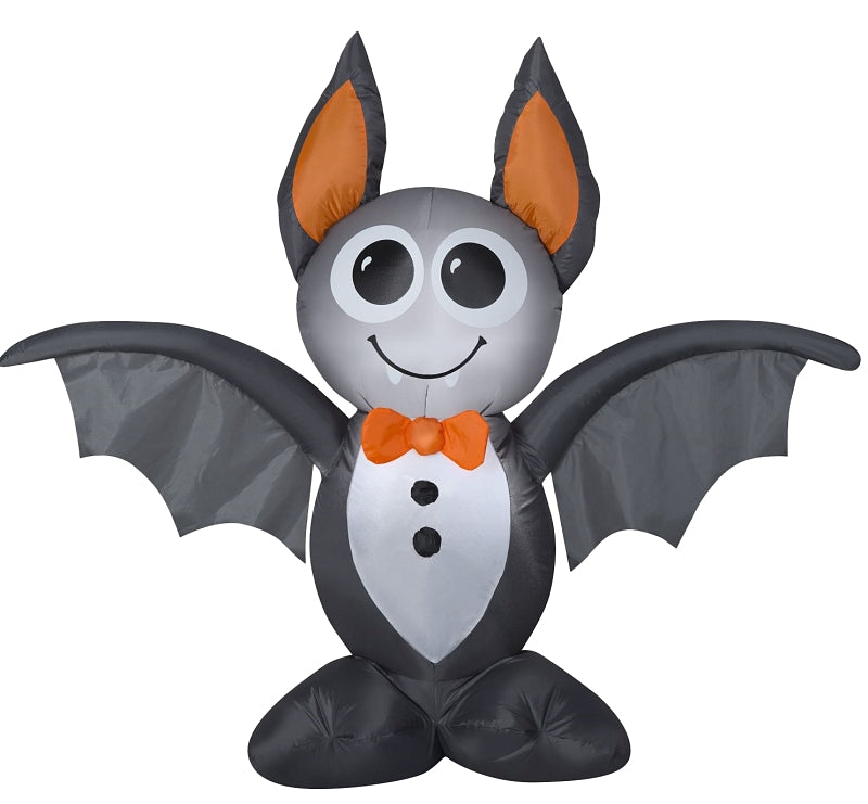 Santas Forest 90845 Inflatable Halloween Bat, 4 ft H, Polyvinyl, Black/Orange, Internal Light/Music: Internal Light, Pack of 6
