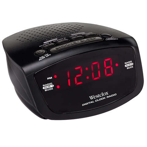 Westclox Black AM/FM Clock Radio Digital Plug-In