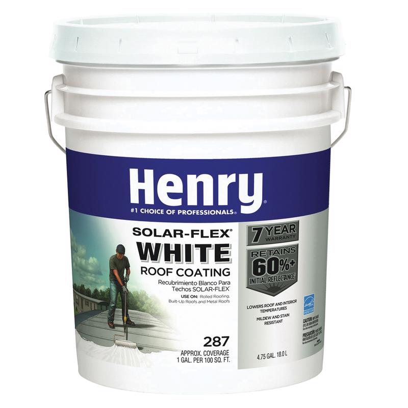 Henry HE287SF871 Elastomeric Roof Coating, White, 5 gal Pail, Cream