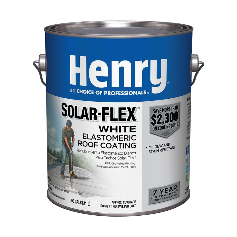 Henry HE287SF046 Elastomeric Roof Coating, White, 0.9 gal Pail, Cream, Pack of 4