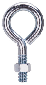 ProSource LR287 Eye Bolt, 12.5 mm Thread, Machine Thread, 1-3/8 in L Thread, 2-1/8 in Dia Eye, 630 lb Working Load, Zinc, Pack of 10