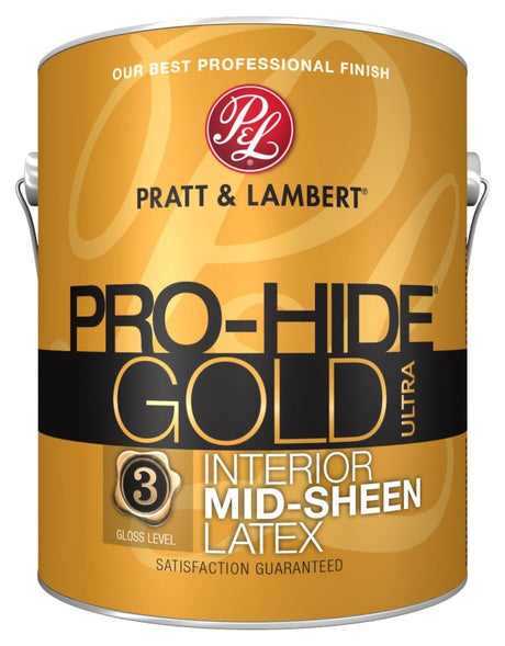 Pratt & Lambert Pro-Hide Gold Ultra Series 0000Z9581-16 Interior Paint, Mid Sheen, Pastel, 1 gal Pack of 4