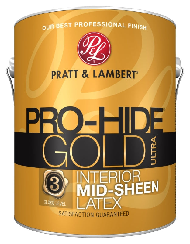 Pratt & Lambert Pro-Hide Gold Ultra Series 0000Z9581-16 Interior Paint, Mid Sheen, Pastel, 1 gal Pack of 4