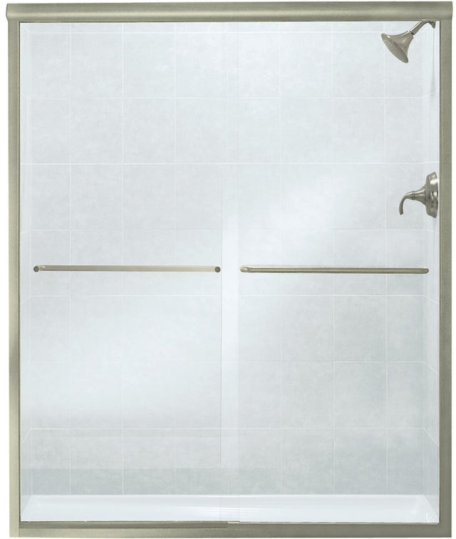 Sterling Finesse Series 5475-59N-G05 Shower Door, 54-5/8 to 59-5/8 in W Opening, Clear Glass, Tempered Glass