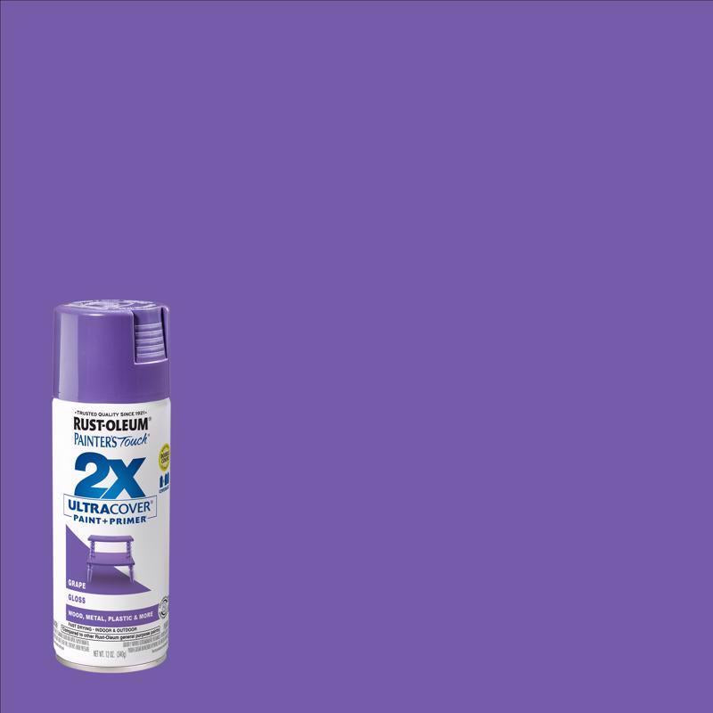 Rust-Oleum Painter's Touch 2X Ultra Cover Gloss Grape Paint+Primer Spray Paint 12 oz, Pack of 6