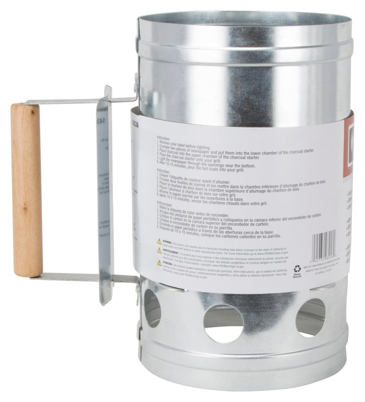 Omaha SHA286123L Chimney Starter, Steel, Galvanized, Straight grip Handle