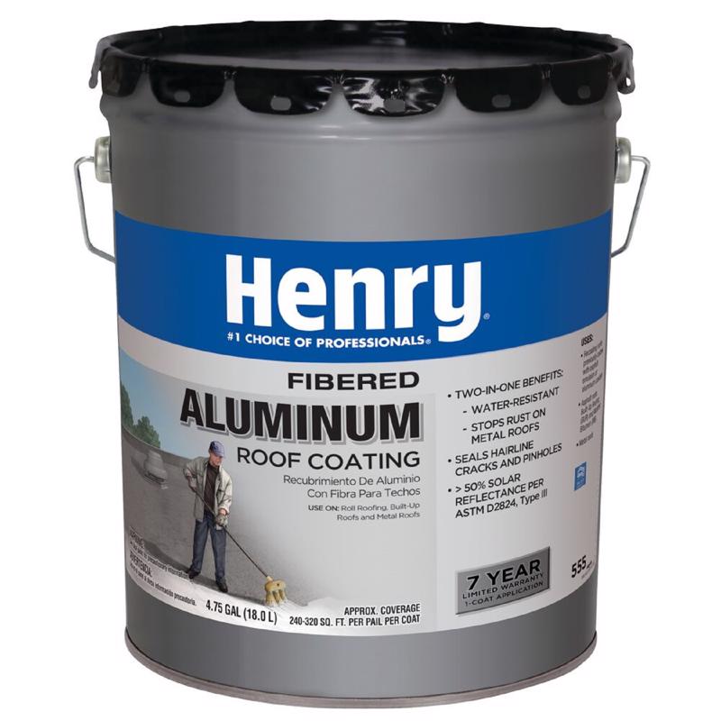 Henry HE555019 Roof Coating, Silver, 18 L Pail, Liquid