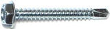 Midwest Fastener 10281 Screw, #10 Thread, 1-1/2 in L, Hex, Socket Drive, Self-Drilling Point, Steel, Zinc