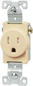 Eaton Wiring Devices TR817V-BOX Single Receptacle, Flush Mounting, 2 -Pole, 125 V, 15 A, NEMA: NEMA 5-15R