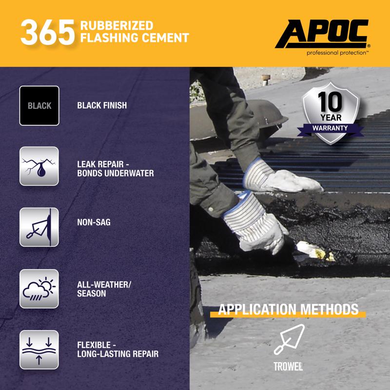 APOC Gloss Black Rubber Roof & Flashing Cement 3.6 qt, Pack of 4