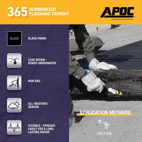 APOC Eterna-Flash Gloss Black Rubber Roof & Flashing Cement 10.1 oz, Pack of 12