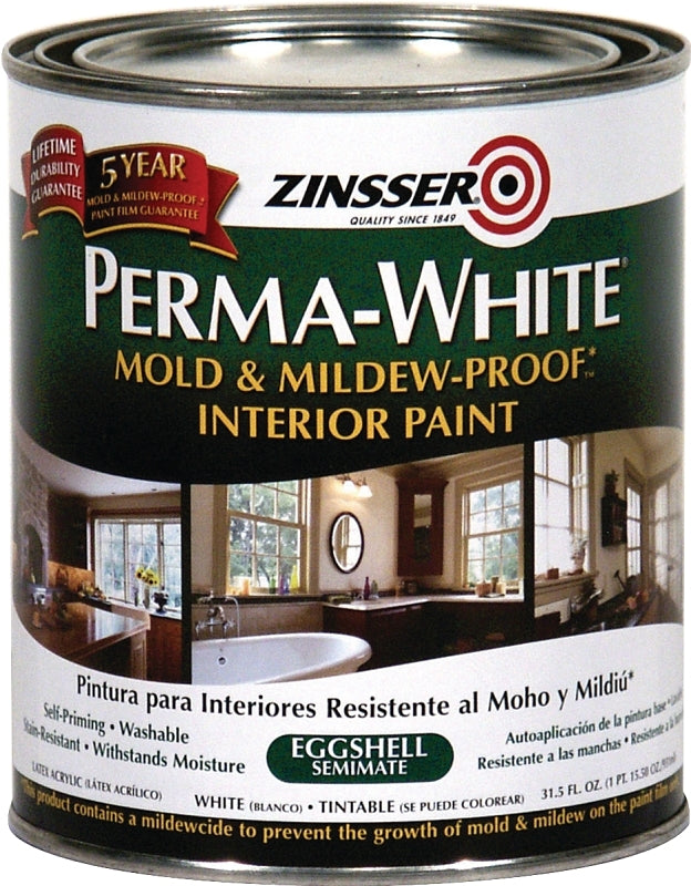 Zinsser 02774 Kitchen and Bath Paint, Eggshell, White, 1 qt Can, Water