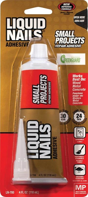 Liquid Nails LN-700 Construction Adhesive, White, 4 oz Tube, Pack of 6