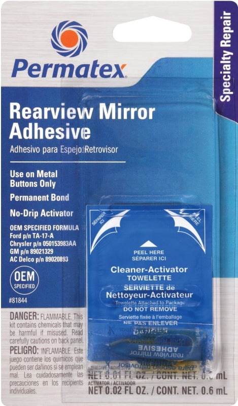 Permatex 81844 2-Part Rear View Mirror Adhesive, Liquid, Irritating, Yellow
