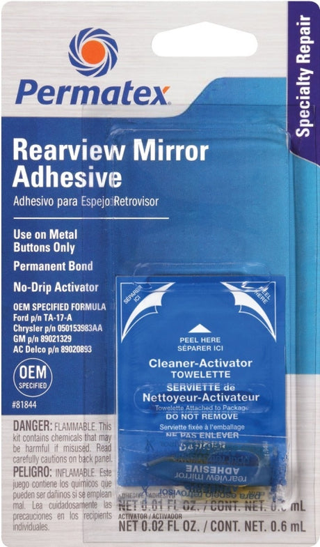 Permatex 81844 2-Part Rear View Mirror Adhesive, Liquid, Irritating, Yellow