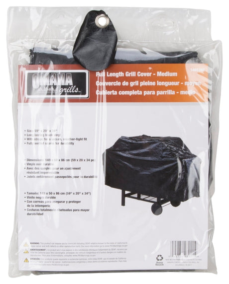 Omaha BC-SB073L Grill Cover, 20 in W, 34 in H, Vinyl, Black